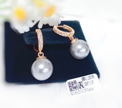 Earrings Gold Pearl Polished