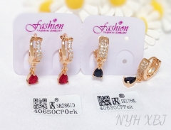 Earrings Gold Polished Artificial Gemstones