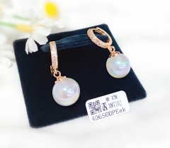 Earrings Gold Pearl Polished