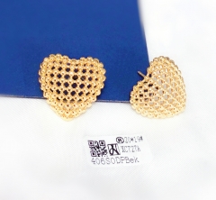 Earrings Gold Polished Heart Shape Hollow