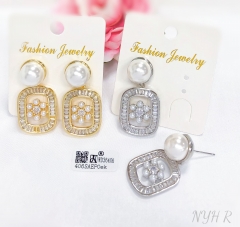 Earrings Gold/Silver Artificial Gemstones Pearls