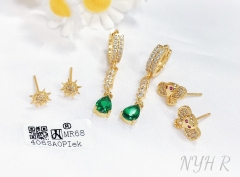 Earrings Gold Artificial Gemstones