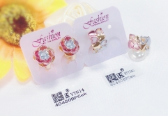 Earrings Colorblock Heart Shape Flower