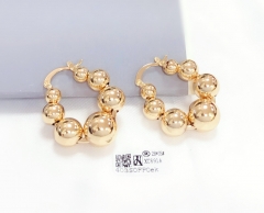 Earrings Gold Beaded Polished