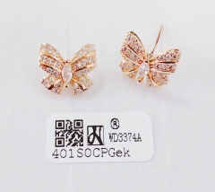 Earrings Gold Gemstone Bow