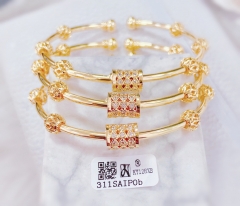 Bracelet set gold beads polished