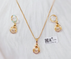 Necklace Earrings Set Gold