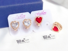 Earrings Gold Imitative Gem Heart Shape