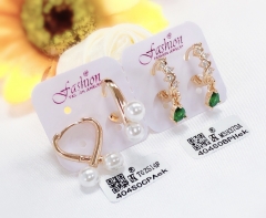 Earrings Gold Pearls Artificial Gemstones Polished