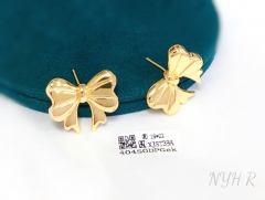 Earrings Gold Bow Polished Fashion