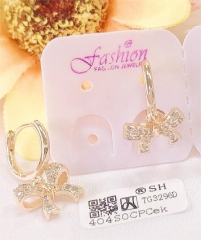 Earrings Gold Gemstone Bow