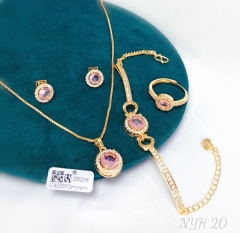 Jewelry set gold artificial gemstones