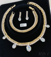 Jewelry set gold artificial gemstones