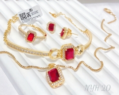 Jewelry set gold artificial gemstones