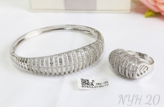 Bracelet and ring set polished silver