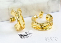 Earrings Polished Gold Irregular Design