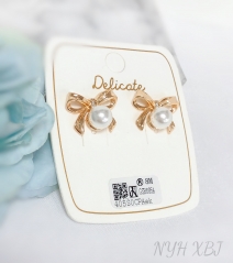 Earrings Gold/Silver Pearl Bow