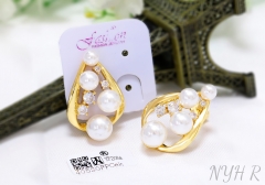 Earrings Gold Artificial Gemstone Polished Irregular Design