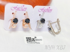 Earrings inlaid with zircon dazzling