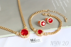 Jewelry set artificial gemstone gold/silver