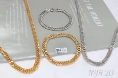 Bracelet necklace set gold/silver simple