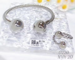 Bracelet and ring set, smooth, for daily wear