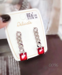 Earrings Red Zircon Gold/Silver