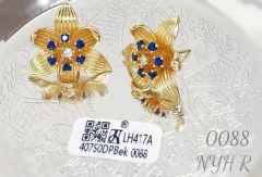 Earrings Gold Artificial Gemstone Flower Model