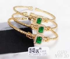 Bracelet set gold green zirconia