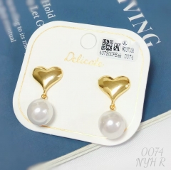 Pendant Earrings Gold Pearl