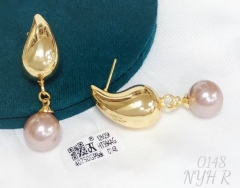 Pendant Earrings Gold Pearl