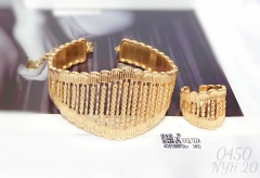 Bracelet and ring set gold irregular