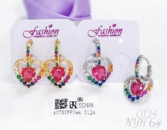 Earrings Heart Shape Colored Zirconia