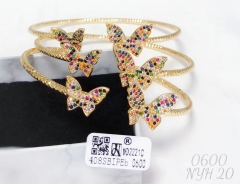 Gold bracelet set Colorful zircon butterfly model