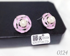 Purple Flower Pearl Earrings Gold/Silver