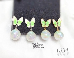 Butterfly pearl pendant earrings popular styles