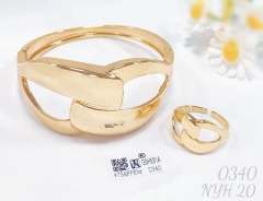 Gold Bracelet Ring Glossy Set