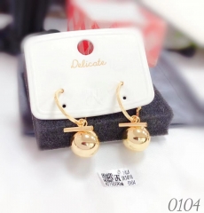 Gold Bead Polished Drop Earrings