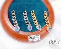 Earrings Artificial Gem Chain Hollow Style