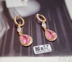 Pink zircon pendant earrings