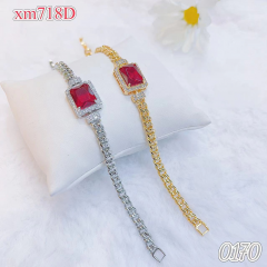 Gold/Silver Red Zirconia Bracelet