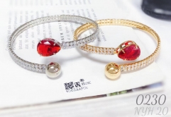 Gold/Silver Bracelet Red Zirconia