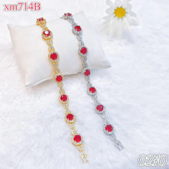 Gold/Silver Red Zirconia Bracelet