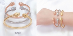 Leopard Bracelet Set Gold/Silver/Rose Gold Threaded Style