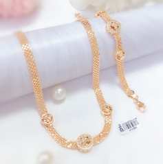 Leopard bracelet necklace set gold style