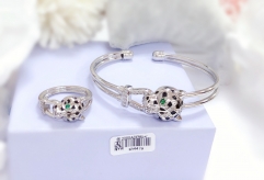 Leopard bracelet ring set gold/silver