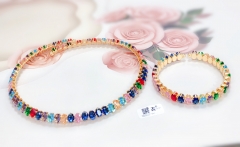 Bracelet Necklace Set Colored Zirconia