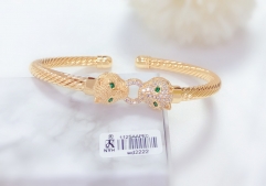 Gold double-headed leopard single bracelet