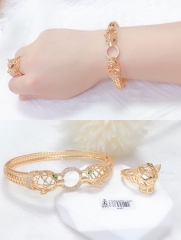 Leopard bracelet ring set hollow style