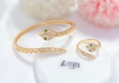 Green Eyed Snake Bracelet Ring Set